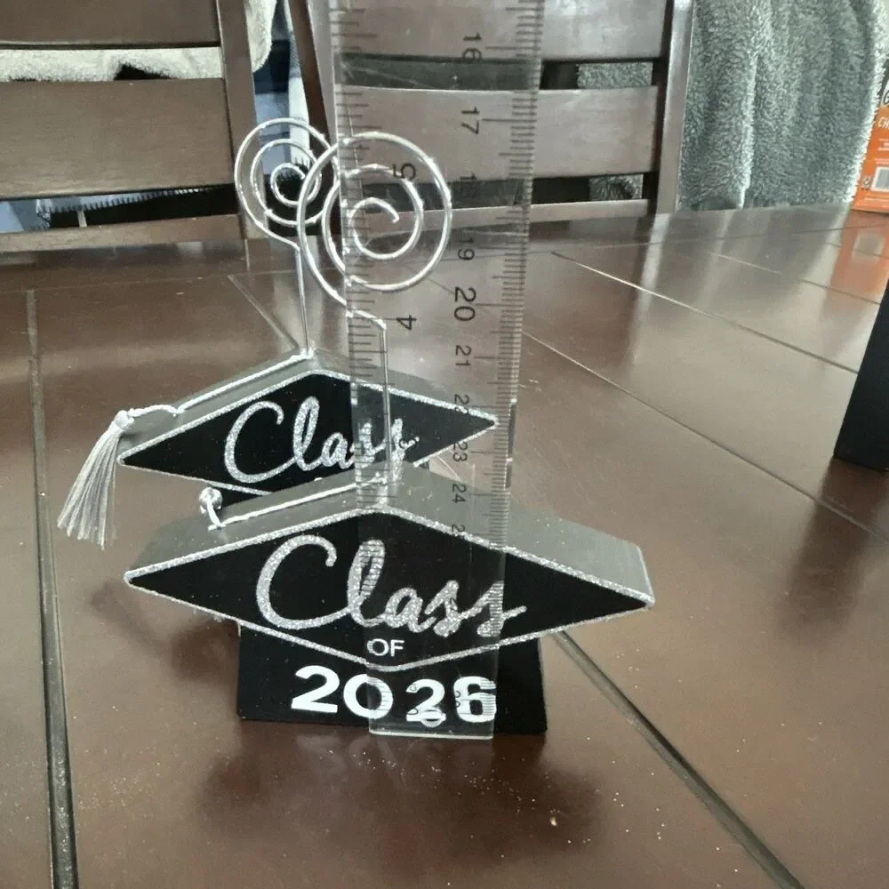 Class of 2026 Graduation Table Centerpieces Photo Holders Swirl Clips Black/Gold